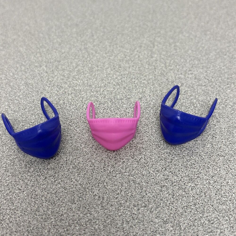 BARBIE Doll Surgical Face Mask Lot 1 Pink, 2 Purple Vet Doctor Medical Accessory